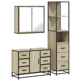 3 Piece Bathroom Furniture Set Sonoma Oak Engineered Wood - Front View