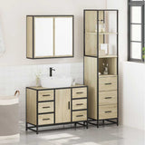 3 Piece Bathroom Furniture Set Sonoma Oak Engineered Wood - Side View