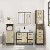 3 Piece Bathroom Furniture Set Sonoma Oak Engineered Wood - Top-Down View