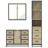 3 Piece Bathroom Furniture Set Sonoma Oak Engineered Wood - 45-Degree Angle