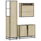 3 Piece Bathroom Furniture Set Sonoma Oak Engineered Wood - Close-Up Angle