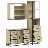 3 Piece Bathroom Furniture Set Sonoma Oak Engineered Wood - Low Angle