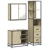 3 Piece Bathroom Furniture Set Sonoma Oak Engineered Wood - Front View
