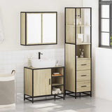 3 Piece Bathroom Furniture Set Sonoma Oak Engineered Wood - Side View