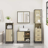 3 Piece Bathroom Furniture Set Sonoma Oak Engineered Wood - Top-Down View