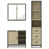 3 Piece Bathroom Furniture Set Sonoma Oak Engineered Wood - 45-Degree Angle