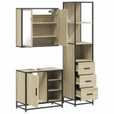 3 Piece Bathroom Furniture Set Sonoma Oak Engineered Wood - Low Angle
