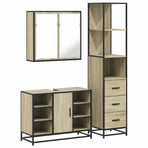 3 Piece Bathroom Furniture Set Sonoma Oak Engineered Wood