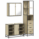 3 Piece Bathroom Furniture Set Sonoma Oak Engineered Wood - Front View