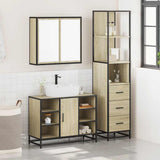 3 Piece Bathroom Furniture Set Sonoma Oak Engineered Wood - Side View