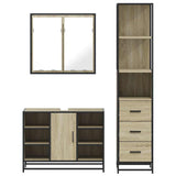 3 Piece Bathroom Furniture Set Sonoma Oak Engineered Wood - 45-Degree Angle