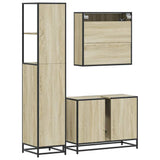 3 Piece Bathroom Furniture Set Sonoma Oak Engineered Wood - Close-Up Angle