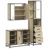 3 Piece Bathroom Furniture Set Sonoma Oak Engineered Wood - Low Angle