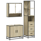 3 Piece Bathroom Furniture Set Sonoma Oak Engineered Wood - Front View
