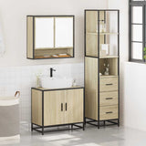 3 Piece Bathroom Furniture Set Sonoma Oak Engineered Wood - Side View