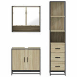 3 Piece Bathroom Furniture Set Sonoma Oak Engineered Wood - 45-Degree Angle