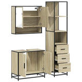 3 Piece Bathroom Furniture Set Sonoma Oak Engineered Wood - Low Angle