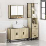 3 Piece Bathroom Furniture Set Sonoma Oak Engineered Wood - Side View