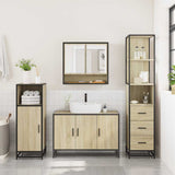 3 Piece Bathroom Furniture Set Sonoma Oak Engineered Wood - Top-Down View