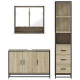 3 Piece Bathroom Furniture Set Sonoma Oak Engineered Wood - 45-Degree Angle