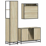3 Piece Bathroom Furniture Set Sonoma Oak Engineered Wood - Close-Up Angle