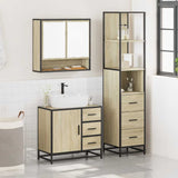 3 Piece Bathroom Furniture Set Sonoma Oak Engineered Wood - Side View
