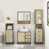 3 Piece Bathroom Furniture Set Sonoma Oak Engineered Wood - Top-Down View