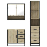 3 Piece Bathroom Furniture Set Sonoma Oak Engineered Wood - 45-Degree Angle