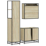 3 Piece Bathroom Furniture Set Sonoma Oak Engineered Wood - Close-Up Angle