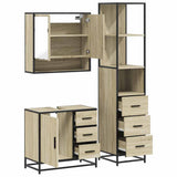 3 Piece Bathroom Furniture Set Sonoma Oak Engineered Wood - Low Angle