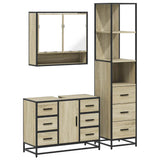 3 Piece Bathroom Furniture Set Sonoma Oak Engineered Wood - Front View