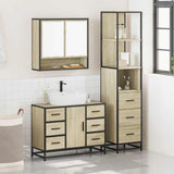 3 Piece Bathroom Furniture Set Sonoma Oak Engineered Wood - Side View