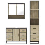 3 Piece Bathroom Furniture Set Sonoma Oak Engineered Wood - 45-Degree Angle