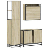 3 Piece Bathroom Furniture Set Sonoma Oak Engineered Wood - Close-Up Angle