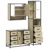 3 Piece Bathroom Furniture Set Sonoma Oak Engineered Wood - Low Angle