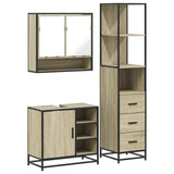 3 Piece Bathroom Furniture Set Sonoma Oak Engineered Wood - Front View