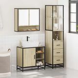 3 Piece Bathroom Furniture Set Sonoma Oak Engineered Wood - Side View