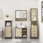 3 Piece Bathroom Furniture Set Sonoma Oak Engineered Wood