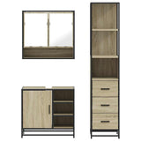 3 Piece Bathroom Furniture Set Sonoma Oak Engineered Wood - 45-Degree Angle