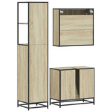 3 Piece Bathroom Furniture Set Sonoma Oak Engineered Wood - Close-Up Angle