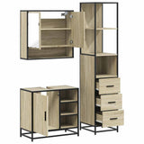 3 Piece Bathroom Furniture Set Sonoma Oak Engineered Wood - Low Angle