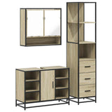 3Â Piece Bathroom Furniture SetÂ Sonoma Oak Engineered Wood - Front View