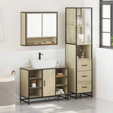3Â Piece Bathroom Furniture SetÂ Sonoma Oak Engineered Wood - Side View
