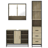 3Â Piece Bathroom Furniture SetÂ Sonoma Oak Engineered Wood