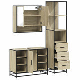3Â Piece Bathroom Furniture SetÂ Sonoma Oak Engineered Wood - Rear View