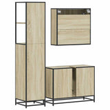 3Â Piece Bathroom Furniture SetÂ Sonoma Oak Engineered Wood