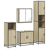 4 Piece Bathroom Furniture Set Sonoma Oak Engineered Wood - Front View