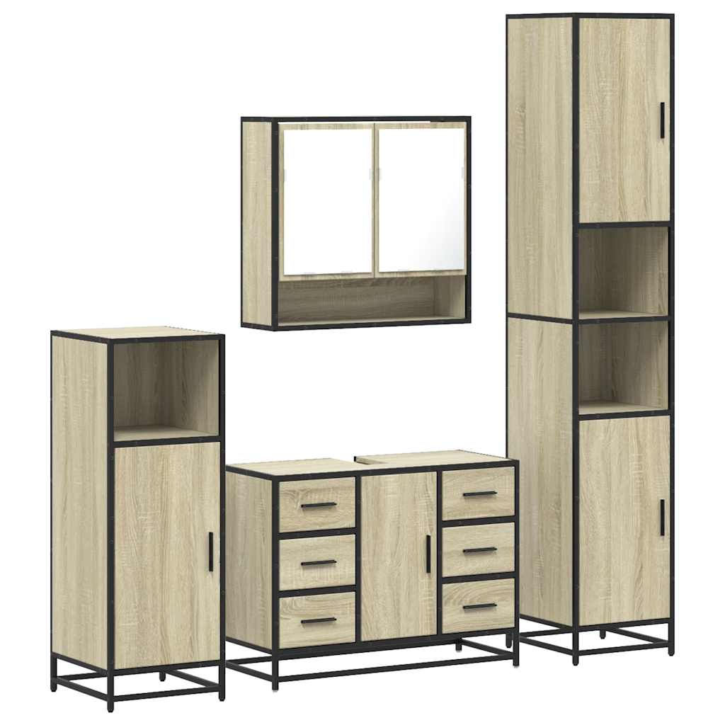 4Â Piece Bathroom Furniture SetÂ Sonoma Oak Engineered Wood
