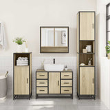 4Â Piece Bathroom Furniture SetÂ Sonoma Oak Engineered Wood - Side View
