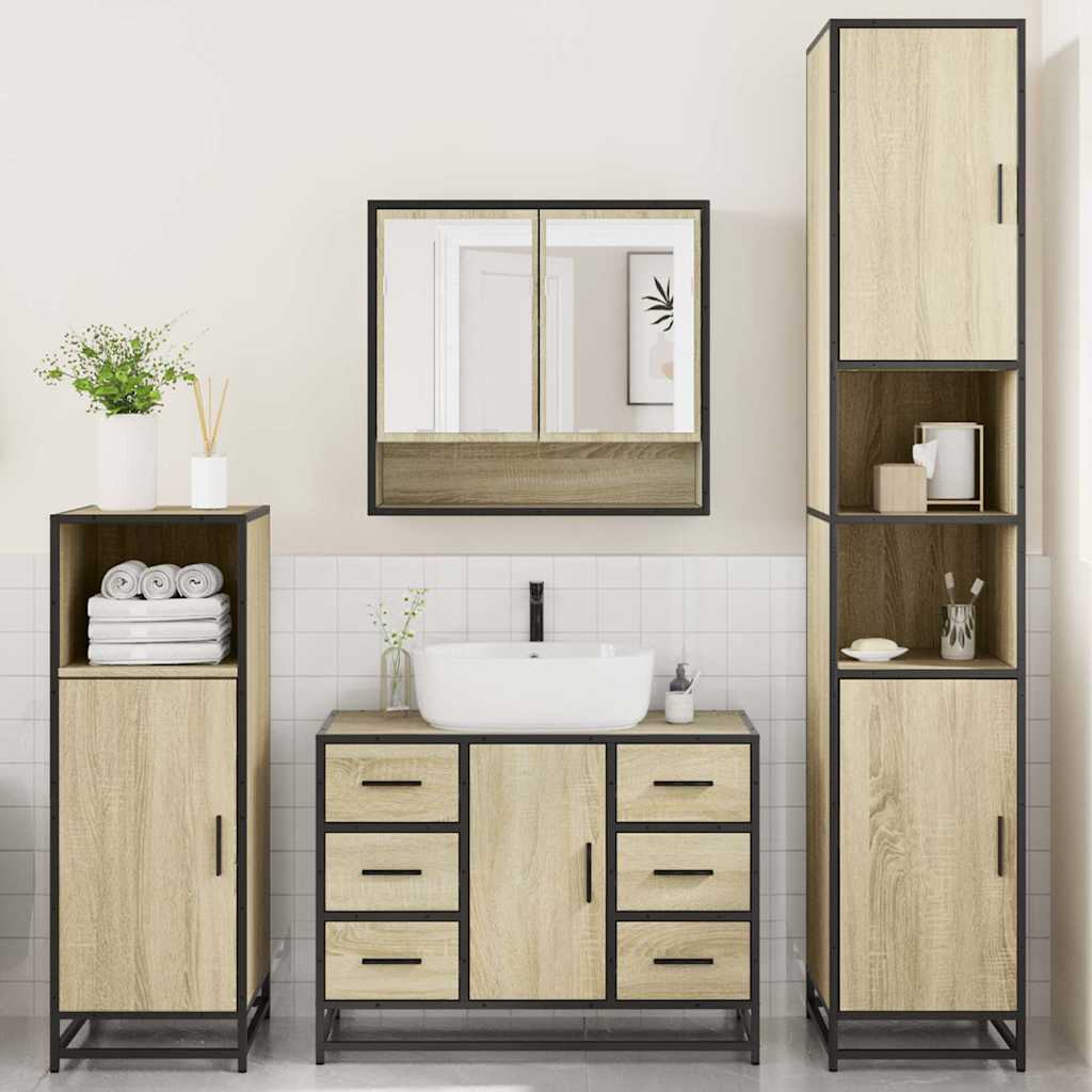4Â Piece Bathroom Furniture SetÂ Sonoma Oak Engineered Wood